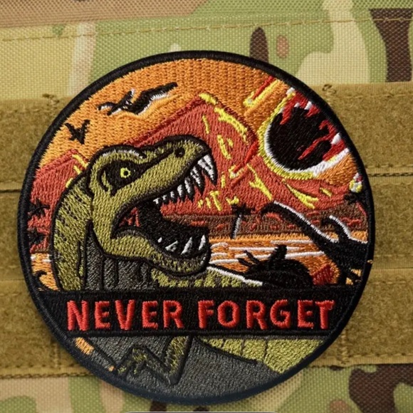Dinosaur Embroidered Patch, Never Forget - Picture 4 of 5